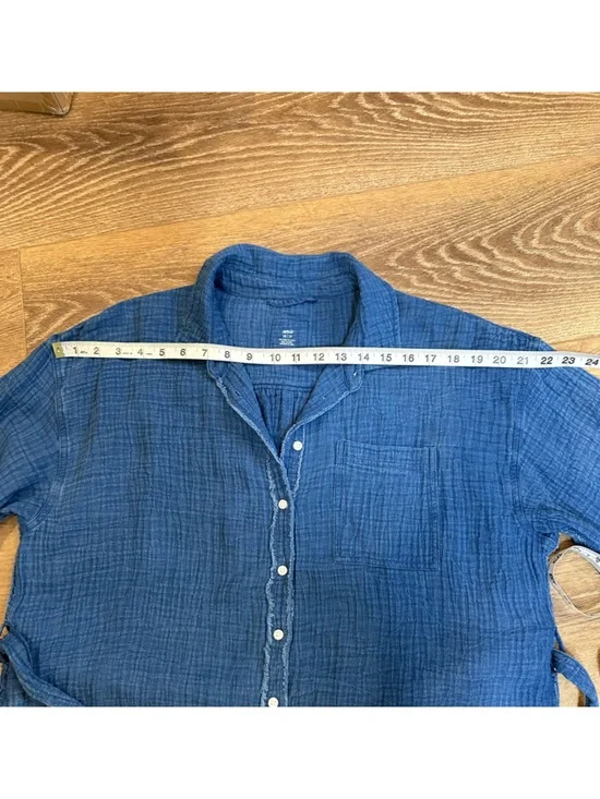 aerie Lightweight Chambray Blue Romper with Frayed Hem - Picture 5 of 13